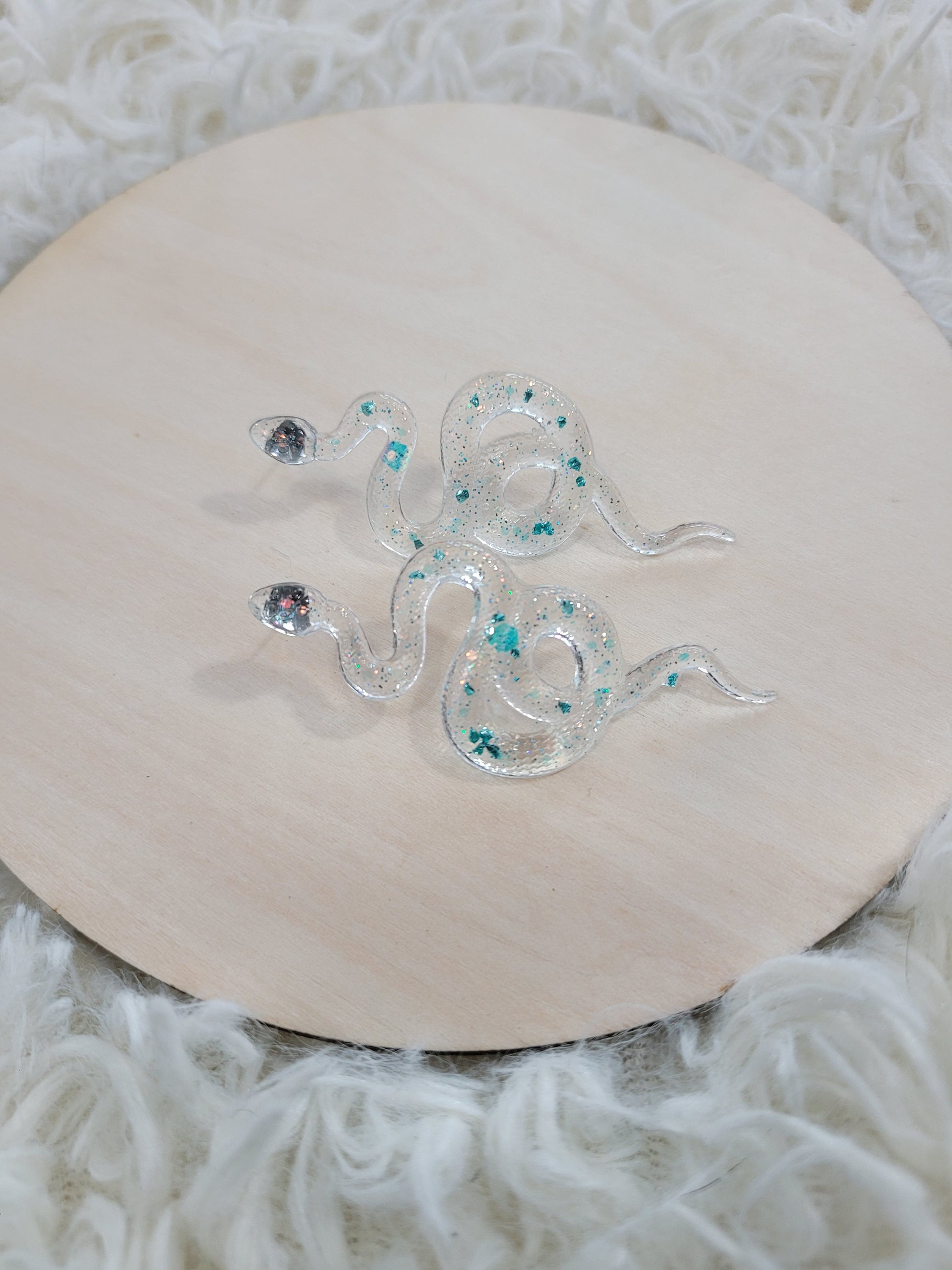 Clear Sea Green Snake Earrings - Ever After